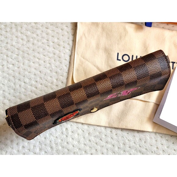 EUC LOUIS VUITTON Pochette Felicie PATCHES Shoulder Bag N60129 Damier, RECEIPT - Picture 15 of 16